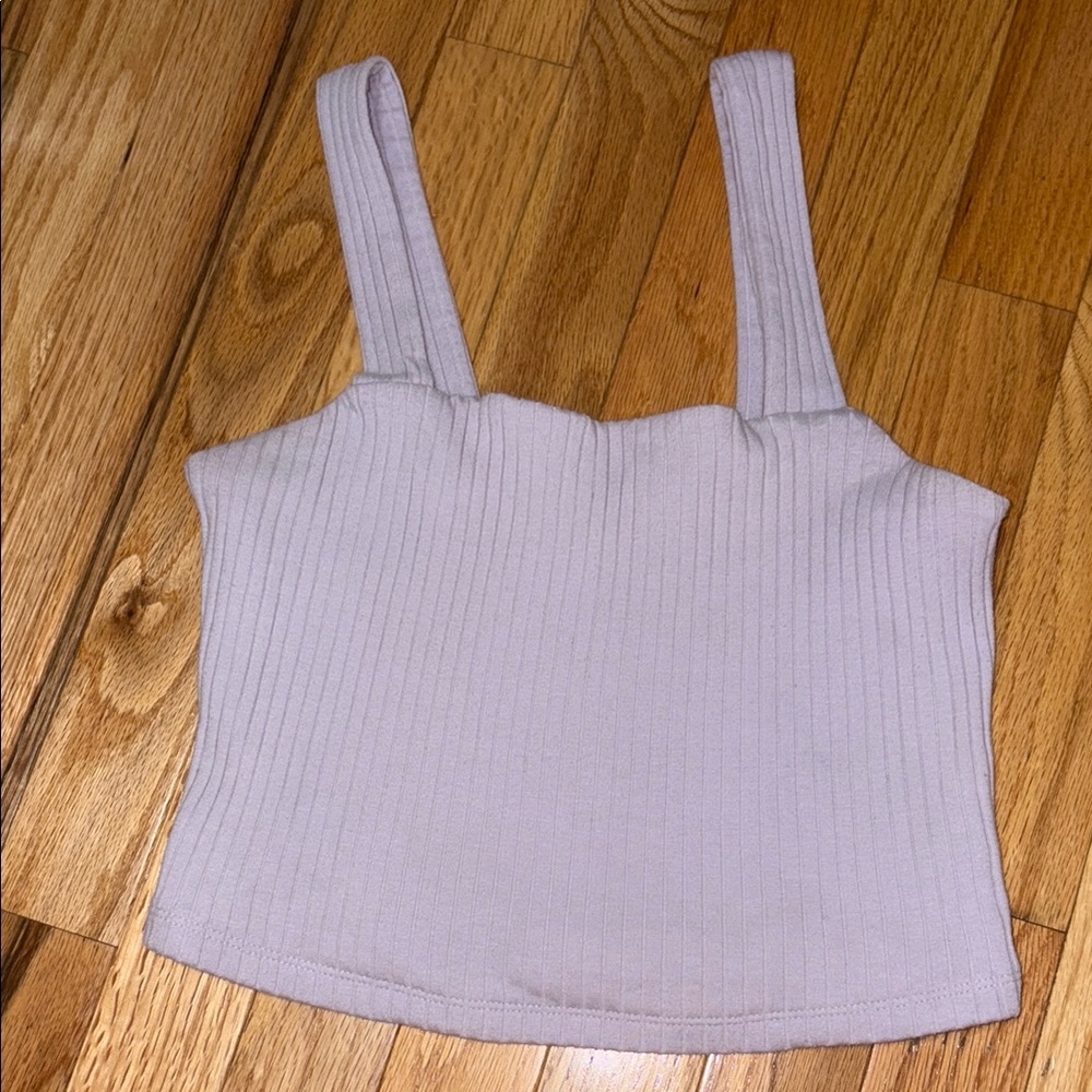 American Eagle Outfitters Purple Ribbed Crop Tank Top